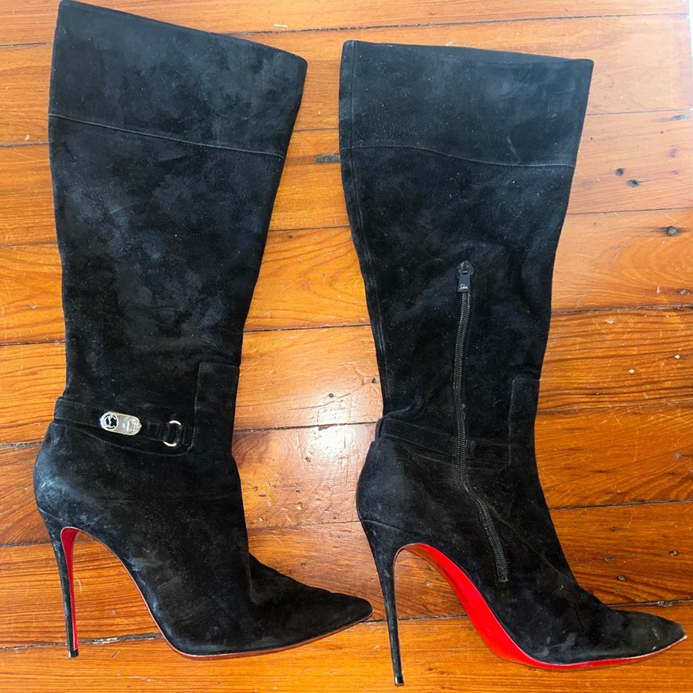 Christian Louboutin Lock Kate Boggs Suede High Heel boot NWOT